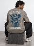 Memento Audere Semper Verde Acid Wash - espalda con modelo sentado