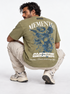 Memento Audere Semper Verde Militar - espalda con modelo agachado