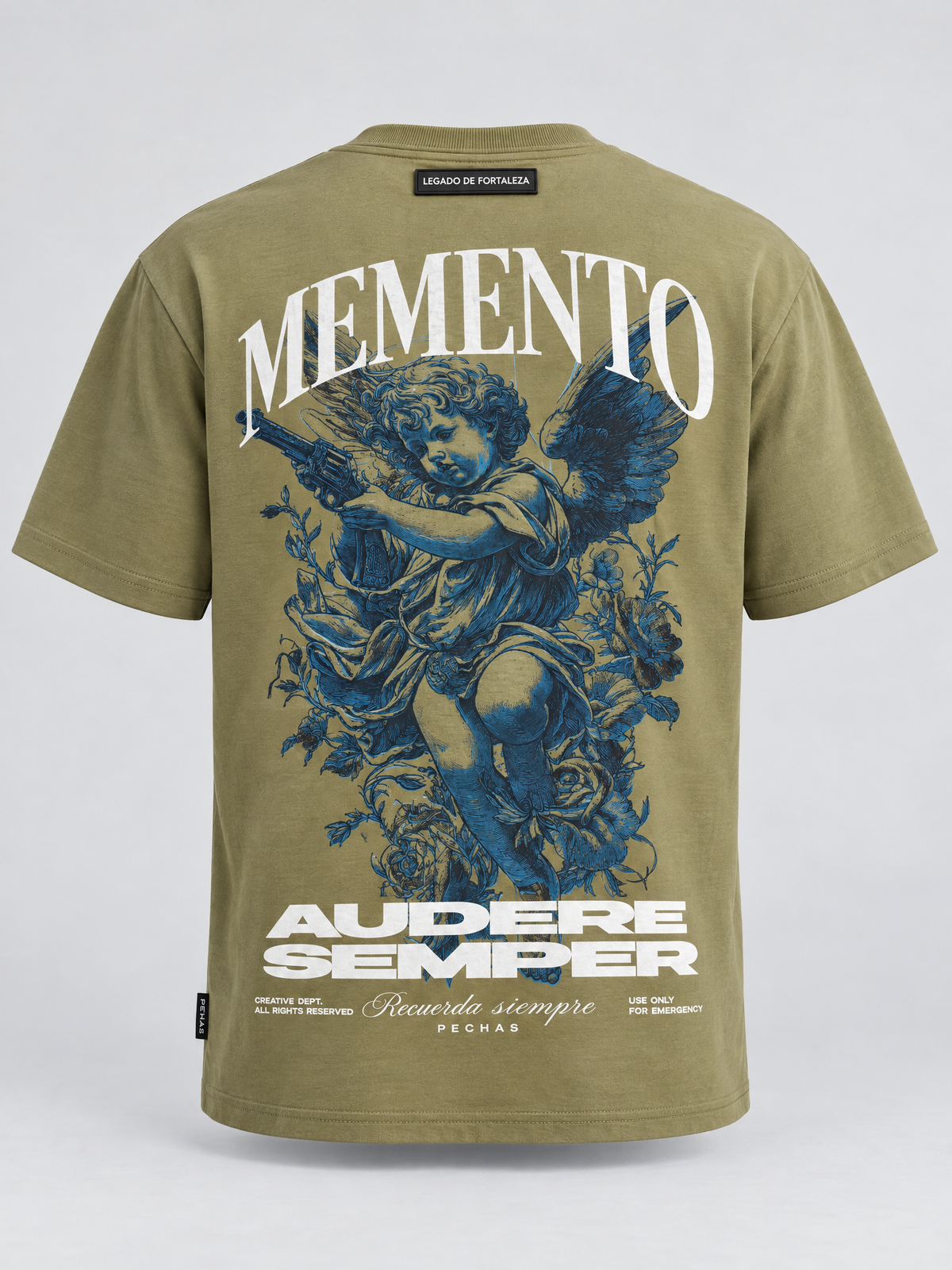 Memento Audere Semper Verde Militar - espalda de la camiseta